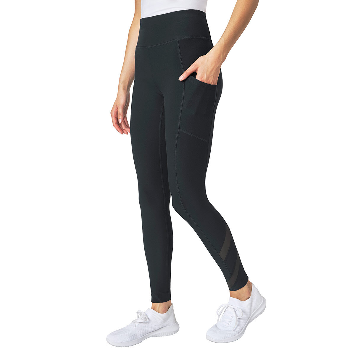 Mondetta Active High Waisted Active Tight with Mesh in Black - Medium