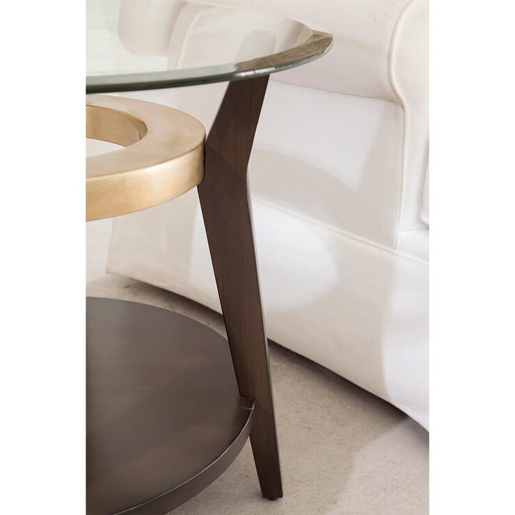 Embry Round Glass Top Lamp Table with Gold Accent Costco UK