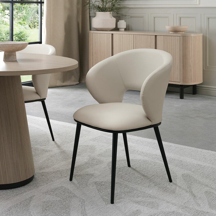 Bentley Designs Luca Beige Faux Leather Dining Chair, 2 Pack Bentley Designs Luca Beige Faux Leather Dining Chair, 2 Pack