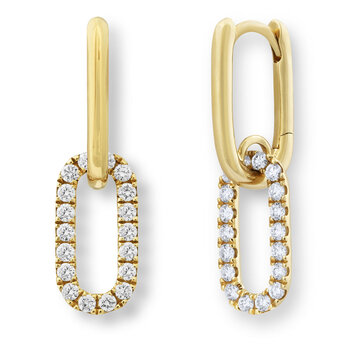 0.52ctw Round Brilliant Cut Diamond Paperclip Earrings, 14ct Yellow Gold