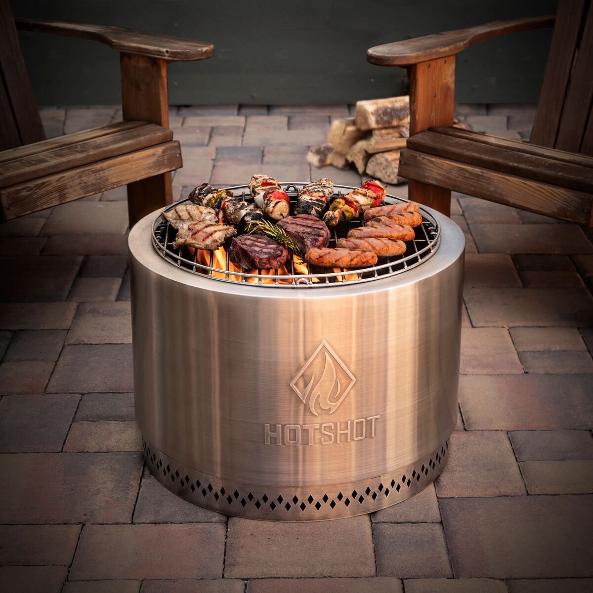 HotShot 22 Wood Burning Fire Pit u0026 Grill with Cover and ...