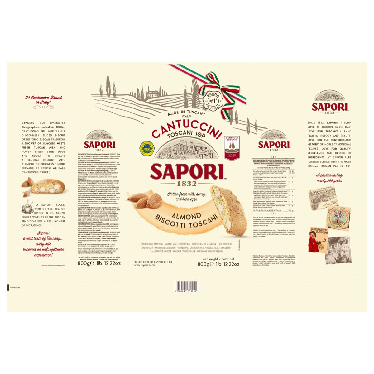 Sapori Cantuccini Almond Biscuit, 800g
