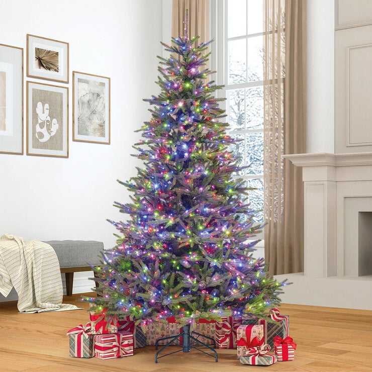 7.5 ft (2.3m) Pre-Lit Euro Style Artificial Christmas Tree With 1400 Colour Changing Twinkle Micro LED LightsLED Tree 7.5 ft (2.3m) Pre-Lit Euro Style Artificial Christmas Tree With 1400 Colour Changing Twinkle Micro LED LightsLED Tree