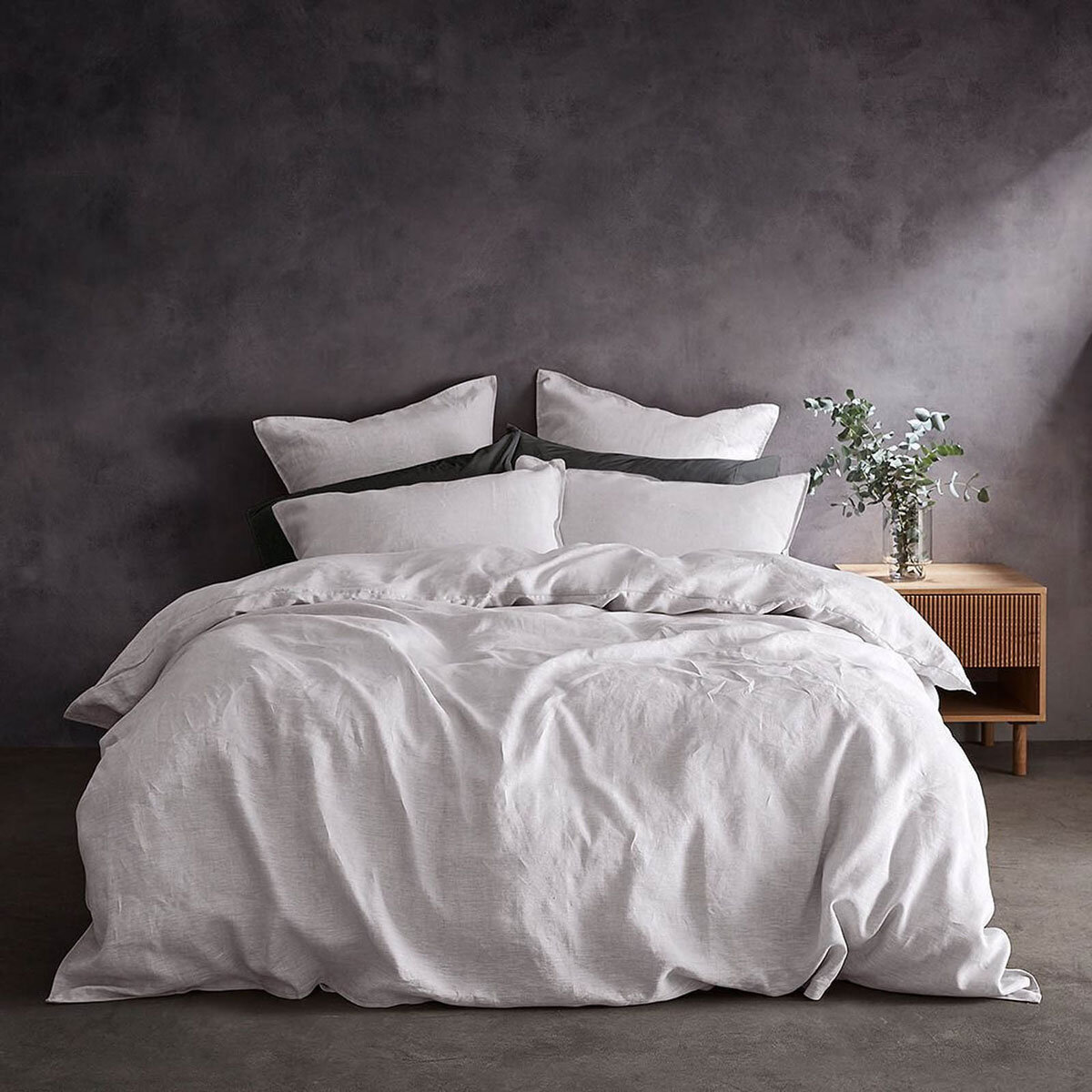 Lifestyle image of Lazy Linen bedding in White