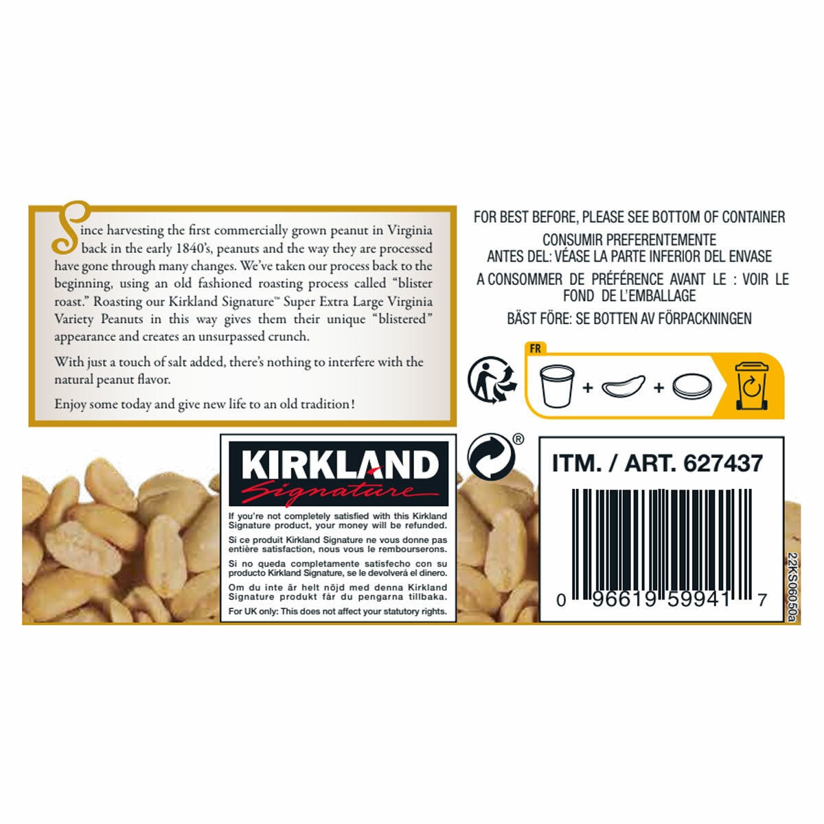 Kirkland Signature Super Extra-Large Roasted & Salted Peanuts, 1.13kg