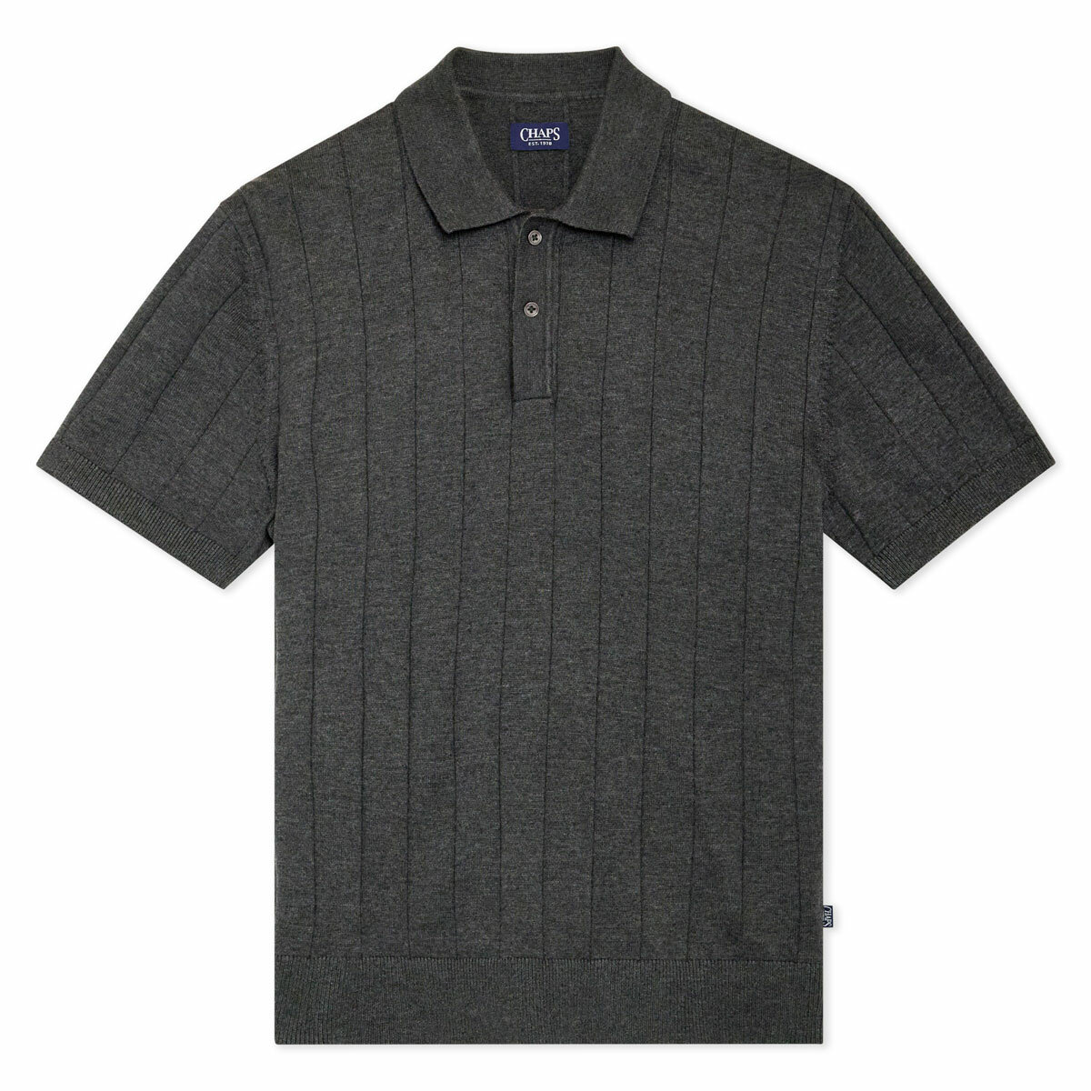 Chaps Men's Ribbed Knit Polo in Charcoal Chaps Men's Ribbed Knit Polo in Charcoal