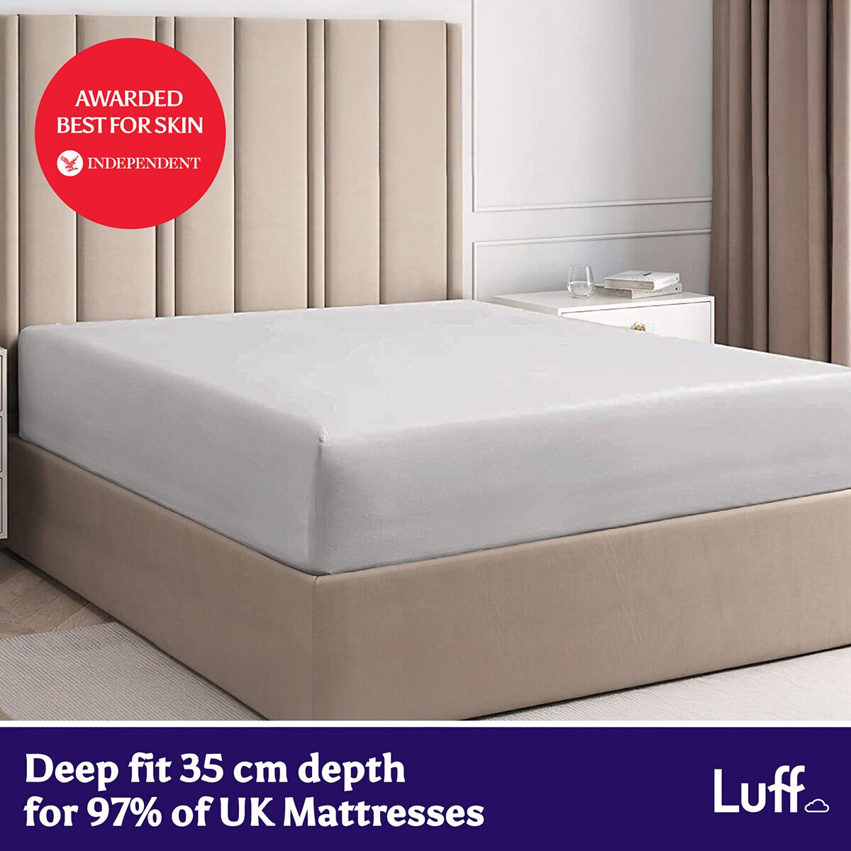 Light Grey SilverLining Fitted Sheet 35 cm Depth