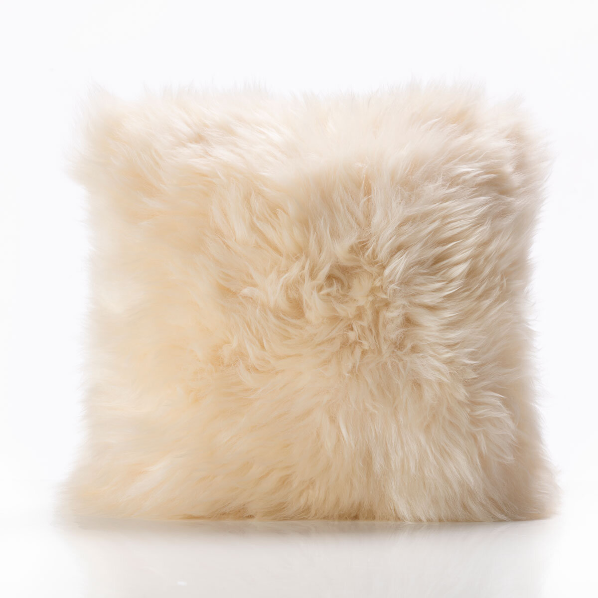 Bowron Long Wool Sheepskin Single Sided Cushion, 35 x 35cm in Champagne