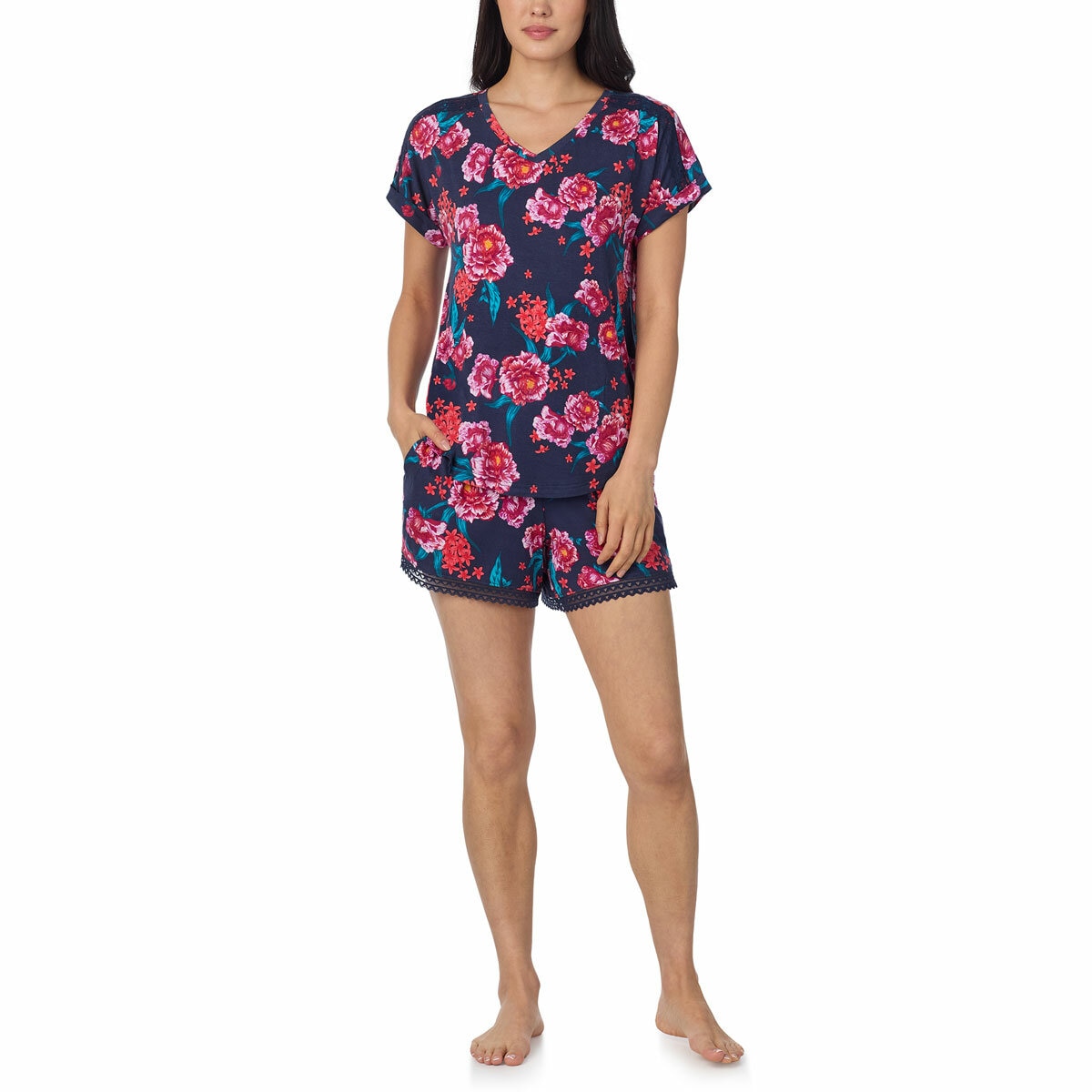 Carole Hochman 3 Piece Pyjama Set In Navy Floral