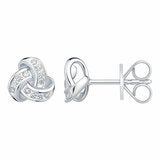 0.15ctw Round Brilliant Cut Diamond Knot Earrings, 14ct White Gold