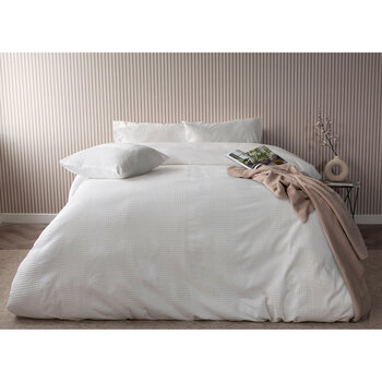 Belledorm Waffle Stripe Duvet Set in 4 sizes, Vanilla
