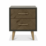 Bentley Designs Sienna Fumed Oak & Peppercorn Two Drawer Nightstand, 2 Pack
