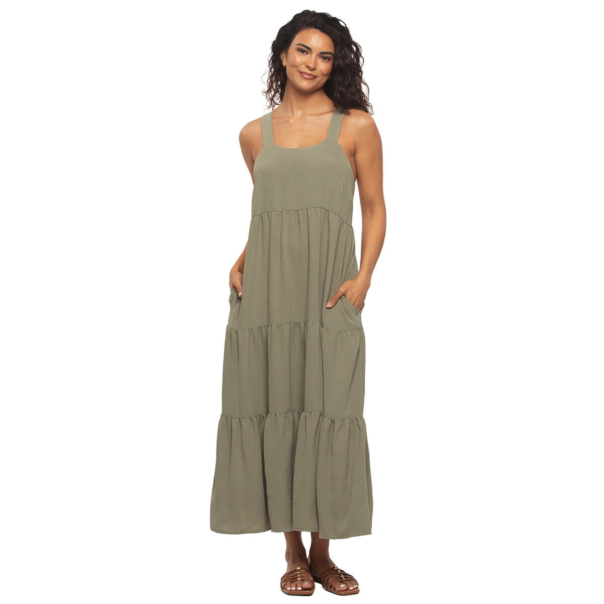 Jezebel Ladies Tiered Dress in Green Jezebel Ladies Tiered Dress in Green