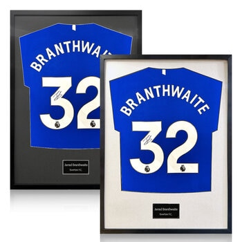 Jarred Branthwaite Signed Framed Everton Football Shirt in 2 Options: White or Black Mount