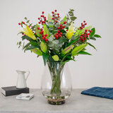 Artificial Winterberry Festive Floral Arrangement  in Glass Vase