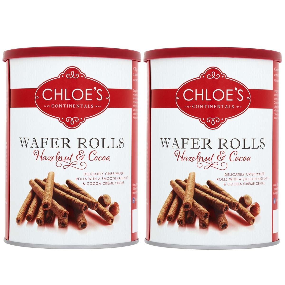 Chloe's Hazelnut & Cocoa Wafer Rolls, 2 x 400g