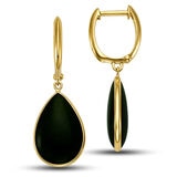 Black Onyx Earrings, 14ct Yellow Gold