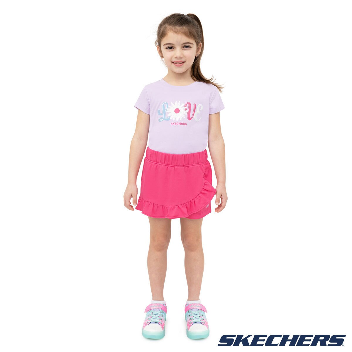 Skechers Kids Tee & Short 3 Piece Set in Lilac