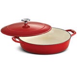 Tramontina Enamel Cast Iron Shallow Casserole Dish, 30cm / 3.8L in Red