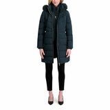 Halston Ladies Hooded Walker Coat in Green
