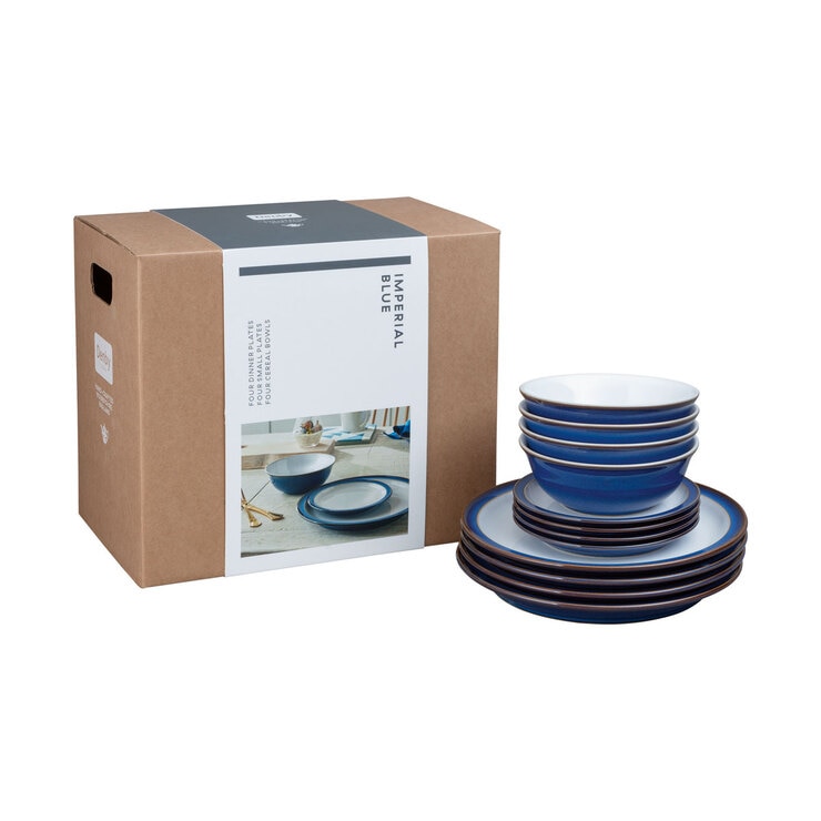 Denby Stoneware 12 Piece Dinnerware Set, Imperial Blue Costco UK