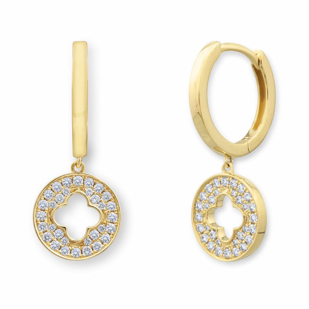 0.29ctw Round Brilliant Cut Diamond Drop Earrings, 14ct Yellow Gold