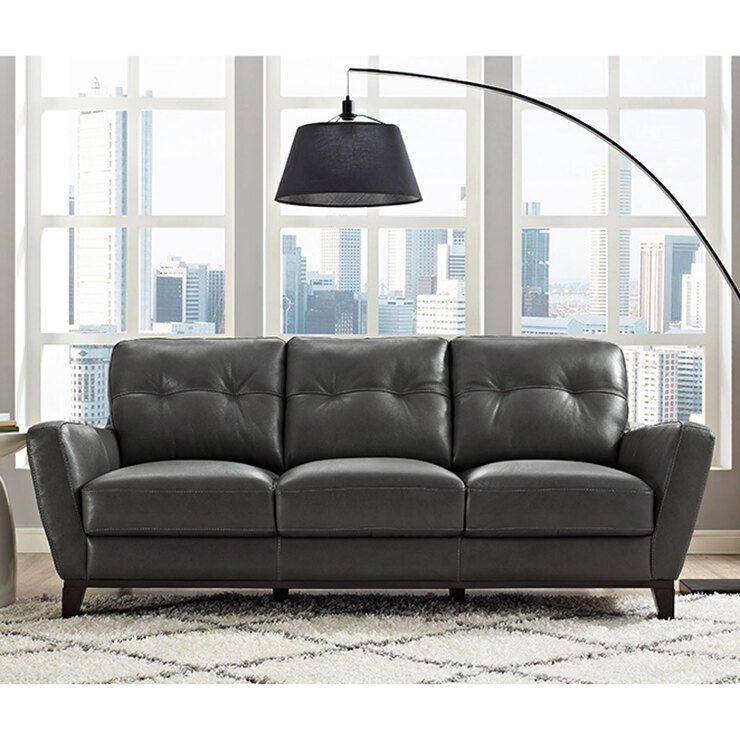 Natuzzi Mills Grey Leather 3 Seater, Leather Sofa Bed Costco