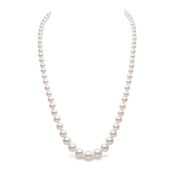 5-8mm Cultured Freshwater White Pearl Graduated Necklace, 18ct Yellow Gold