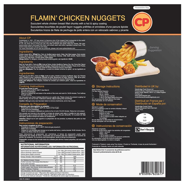 Back of Pack image for Flaming Chicken Nuggets