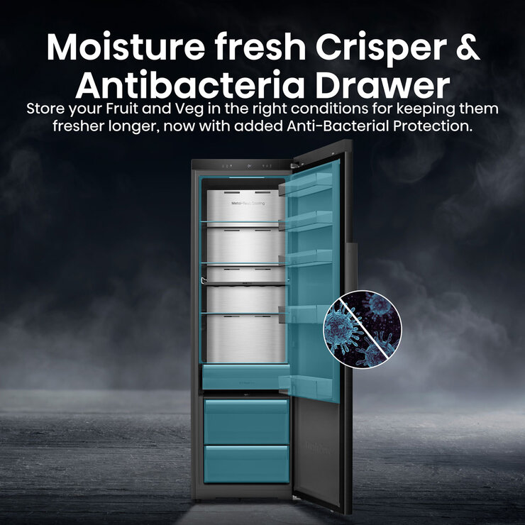 Hisense RL5K370GSFC KitchenFit Upright Fridge, C Rated in Black Steel