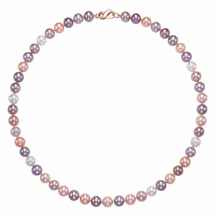 8-8.5mm Freshwater Multi Pink Pearl Necklace, 14ct Rose Gold 8-8.5mm Freshwater Multi Pink Pearl Necklace, 14ct Rose Gold