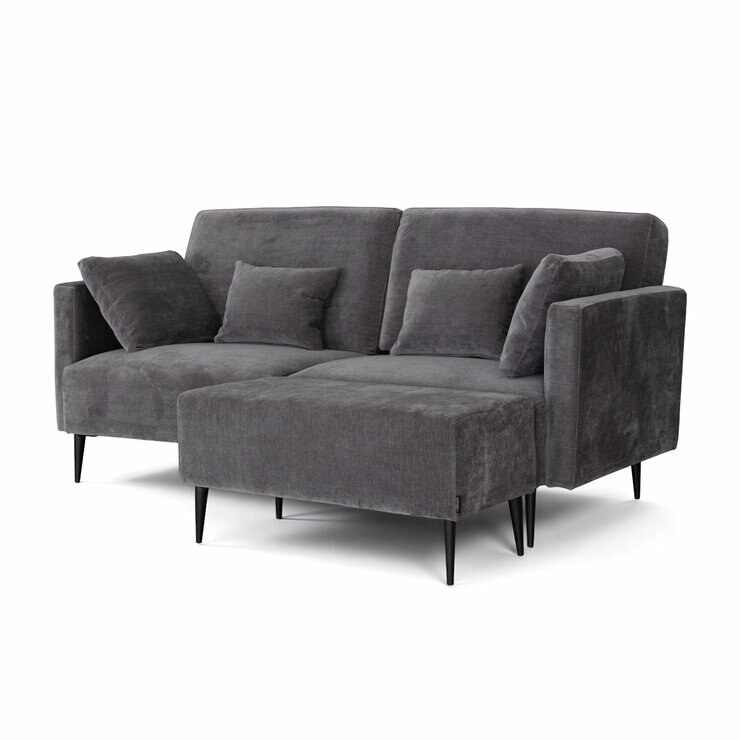 MOONAP Monroe Dark Grey Fabric Footstool