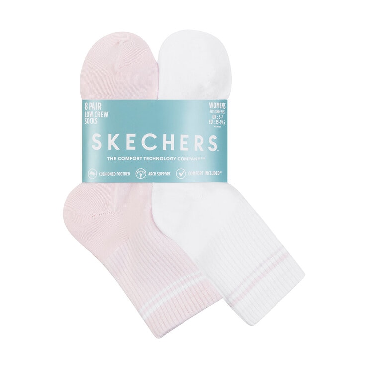 Skechers Ladies Lowcut Sneaker Sock 8 Pack in Pink