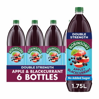 Robinsons Double Concentrate Apple & Blackcurrant, 6 x 1.75L