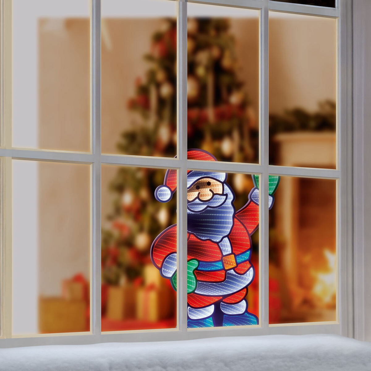 Premier 60cm Freestanding Infinity Mirror Waving Santa