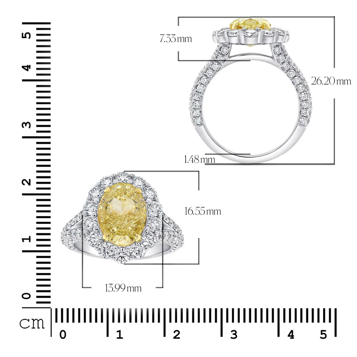 5.61ctw Oval Cut Fancy Yellow Diamond Halo Ring, Platinum