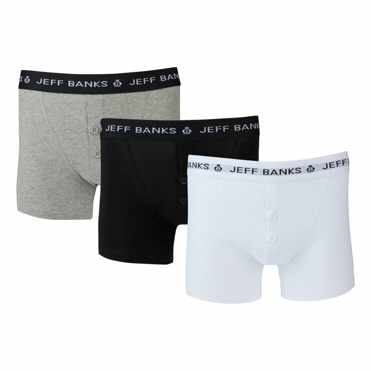 Jeff Banks Button Fly Boxers 6 Pack in Grey