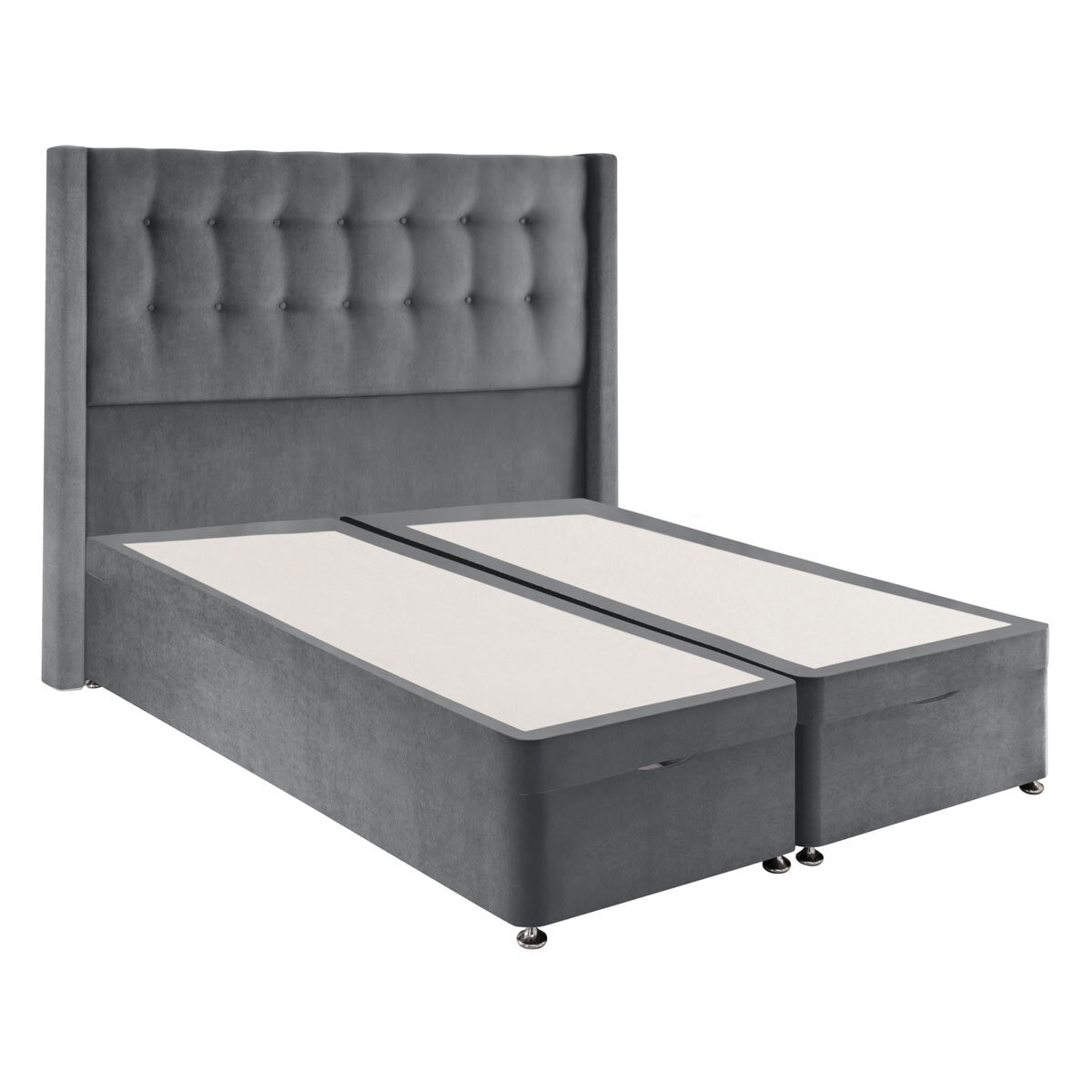 Silentnight Velvet Full ottoman divan in charcoal grey