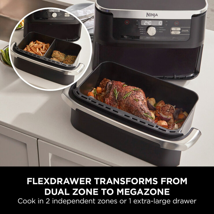 Ninja Foodi FlexDrawer Dual Air Fryer Transforming into Megazone