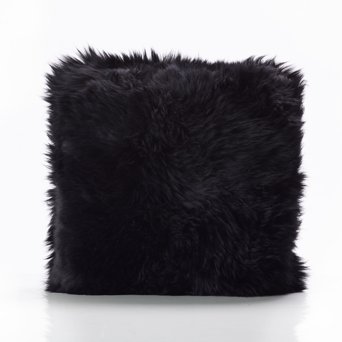 Bowron Long Wool Sheepskin Double Sided Cushion, 35 x 35cm in Black