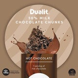 Image of 1 serving of hot chocolate containing 50% milk chocolate chunks Image of 1 serving of hot chocolate containing 50% milk chocolate chunks