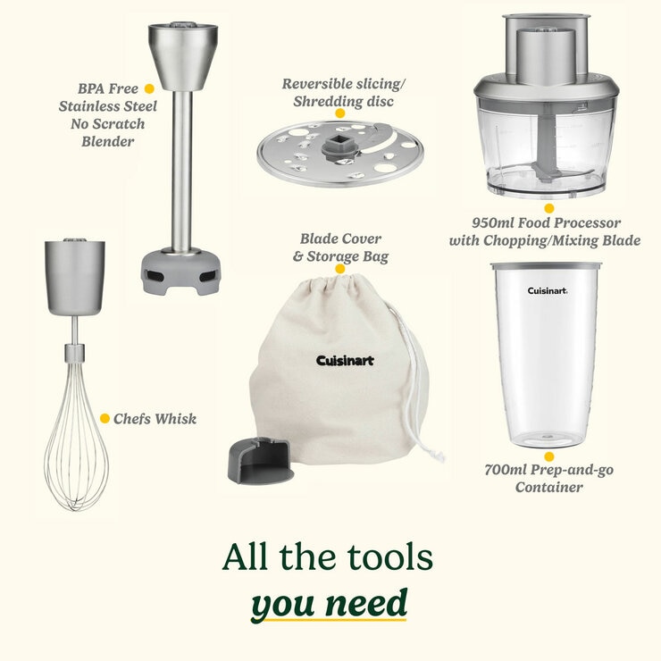 Lifestyle image of ways Cuisinart Power Blend Immersion Blender what's in the box