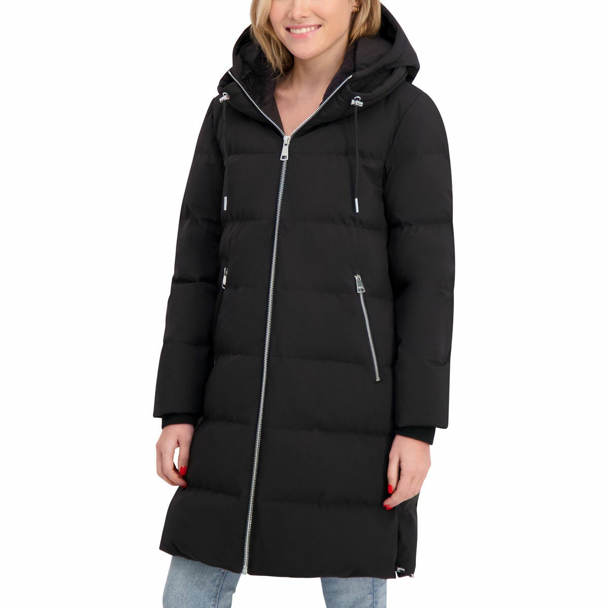 DKNY Women's Long Down Coat with Hood