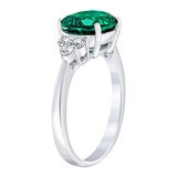 Lab Created Emerald and 0.23ctw Diamond Ring, 14k White Gold