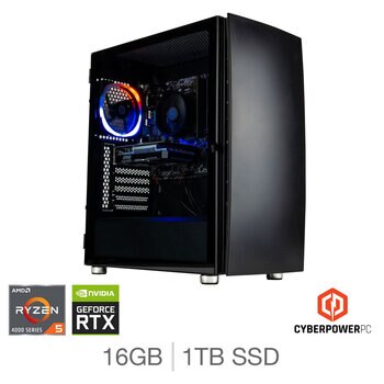 CyberPower, AMD Ryzen 5, 16GB RAM, 1TB SSD, NVIDIA GeForce RTX 3060, Gaming Desktop PC