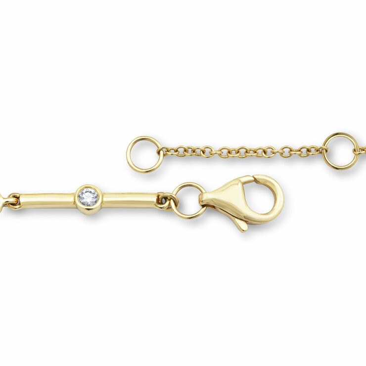 Round Cut Lab Emerald & 0.18ctw Diamond Bracelet, 18ct Yellow Gold
