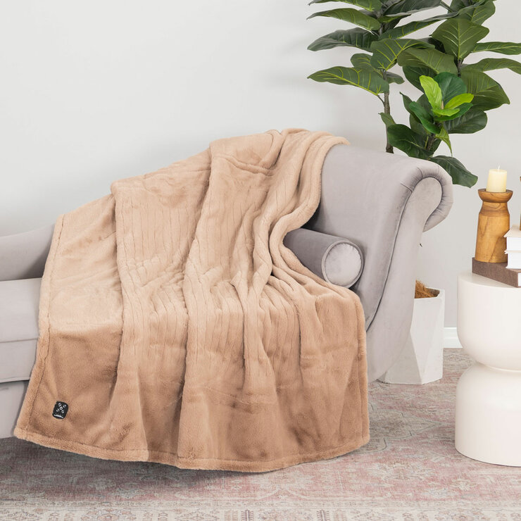 Berkshire Heated Throw Dual Plug in Beige