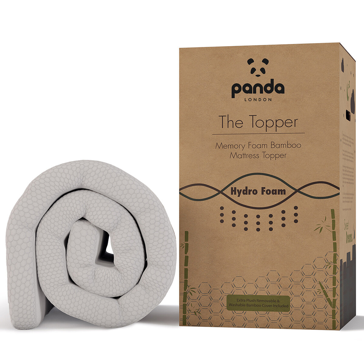 Panda Memory Foam Bamboo European Mattress Topper in 3 Sizes