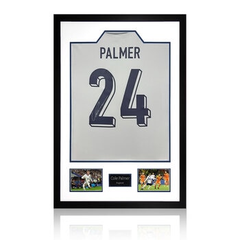 Cole Palmer Signed Framed England Football Shirt including 2 Photos