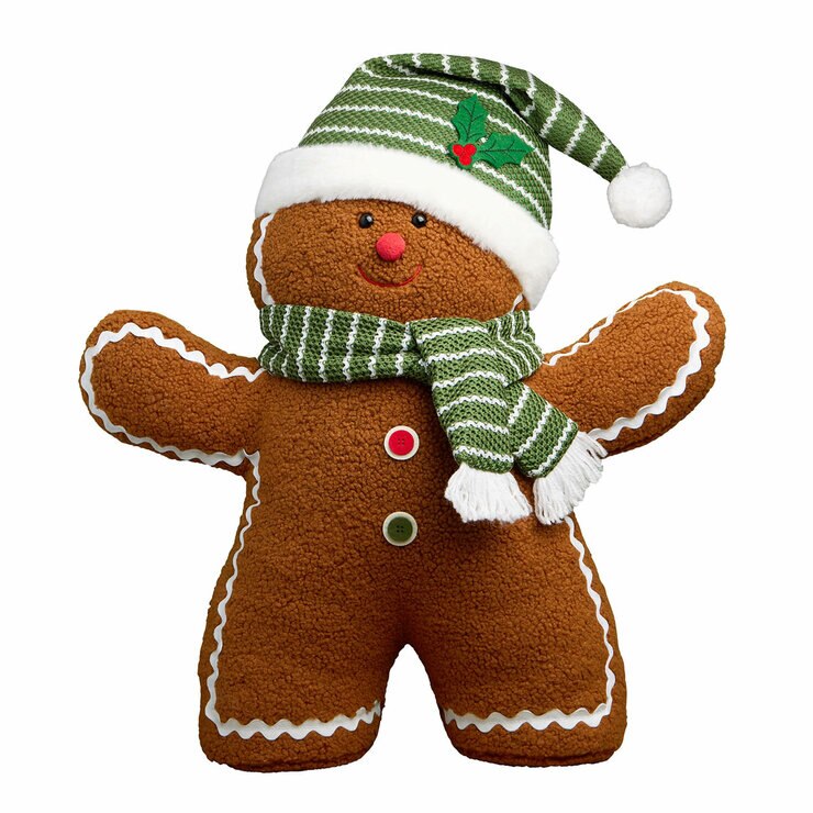 22 inch Gingerbread Plush With Green Santa hat